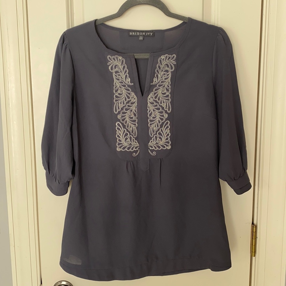 Grey embroidered top